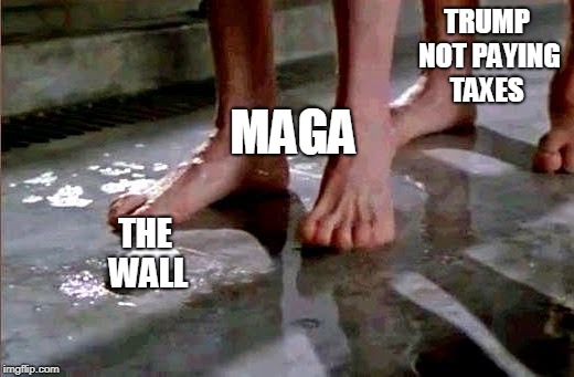 drop the soap | TRUMP NOT PAYING TAXES; MAGA; THE WALL | image tagged in drop the soap | made w/ Imgflip meme maker