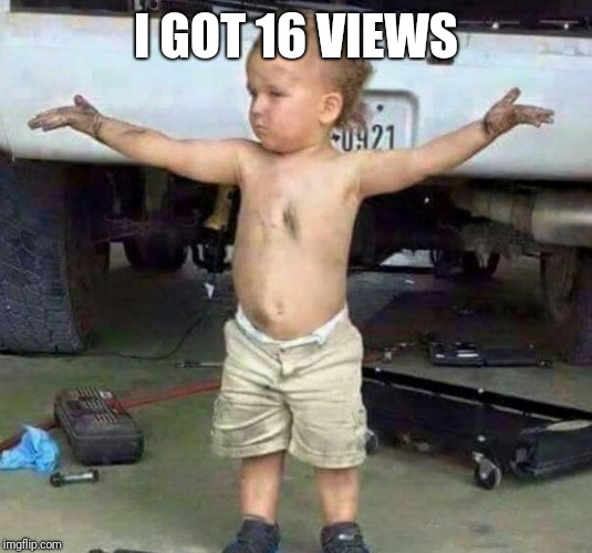 mechanic kid | I GOT 16 VIEWS | image tagged in mechanic kid | made w/ Imgflip meme maker