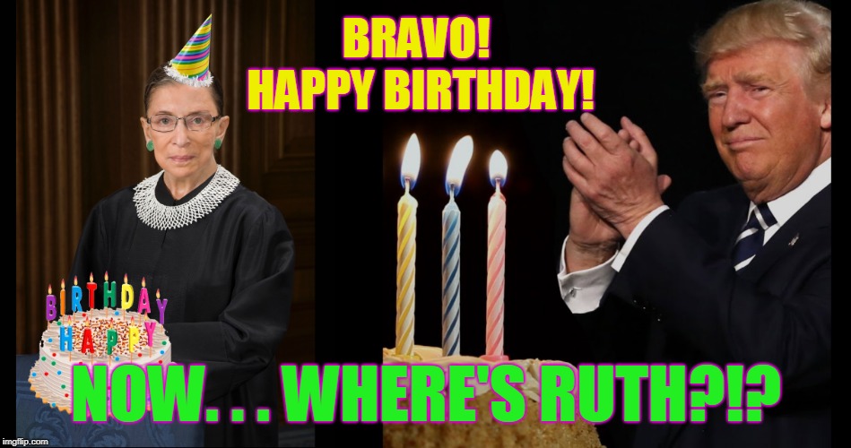 BRAVO! HAPPY BIRTHDAY! NOW. . . WHERE'S RUTH?!? | made w/ Imgflip meme maker