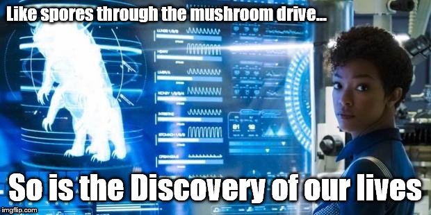 Soap Trek: Discovery | Like spores through the mushroom drive... So is the Discovery of our lives | image tagged in star trek discovery,soap opera | made w/ Imgflip meme maker
