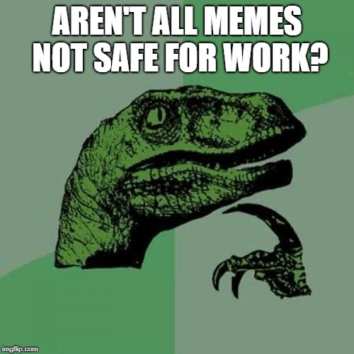 Philosoraptor | AREN'T ALL MEMES NOT SAFE FOR WORK? | image tagged in memes,philosoraptor | made w/ Imgflip meme maker