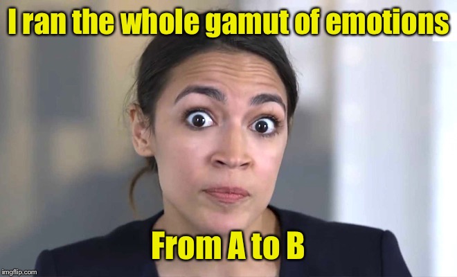 AlexanDraino Occasional-Cortex | I ran the whole gamut of emotions; From A to B | image tagged in alexandraino occasional-cortex | made w/ Imgflip meme maker