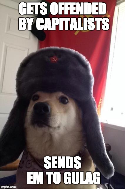 communist dog | GETS OFFENDED BY CAPITALISTS; SENDS EM TO GULAG | image tagged in communist dog | made w/ Imgflip meme maker