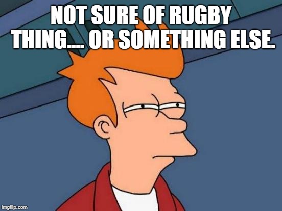 Futurama Fry Meme | NOT SURE OF RUGBY THING.... OR SOMETHING ELSE. | image tagged in memes,futurama fry | made w/ Imgflip meme maker