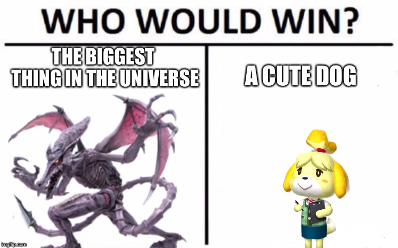 Who Would Win? Meme | THE BIGGEST THING IN THE UNIVERSE; A CUTE DOG | image tagged in memes,who would win | made w/ Imgflip meme maker