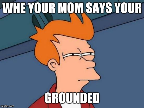 Futurama Fry Meme | WHE YOUR MOM SAYS YOUR; GROUNDED | image tagged in memes,futurama fry | made w/ Imgflip meme maker