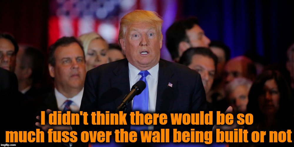 I didn't think there would be so much fuss over the wall being built or not | made w/ Imgflip meme maker