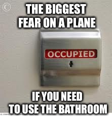 THE BIGGEST FEAR ON A PLANE; IF YOU NEED TO USE THE BATHROOM | image tagged in fear of planes | made w/ Imgflip meme maker