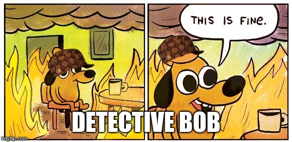This Is Fine | DETECTIVE BOB | image tagged in this is fine dog | made w/ Imgflip meme maker