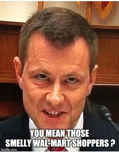Peter Strzok | YOU MEAN THOSE SMELLY WAL-MART SHOPPERS ? | image tagged in peter strzok | made w/ Imgflip meme maker