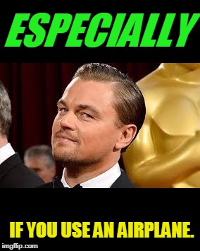 Leonardo DiCaprio | ESPECIALLY IF YOU USE AN AIRPLANE. | image tagged in leonardo dicaprio | made w/ Imgflip meme maker