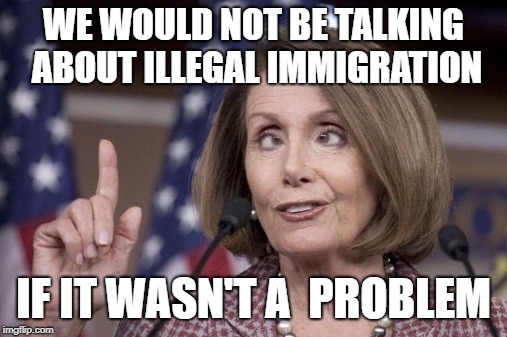 Nancy pelosi |  WE WOULD NOT BE TALKING ABOUT ILLEGAL IMMIGRATION; IF IT WASN'T A  PROBLEM | image tagged in nancy pelosi | made w/ Imgflip meme maker