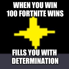 X Fills You With Determination | WHEN YOU WIN 100 FORTNITE WINS; FILLS YOU WITH DETERMINATION | image tagged in x fills you with determination | made w/ Imgflip meme maker