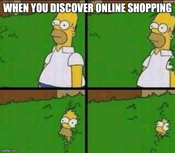 Homer Simpson in Bush - Large | WHEN YOU DISCOVER ONLINE SHOPPING | image tagged in homer simpson in bush - large | made w/ Imgflip meme maker