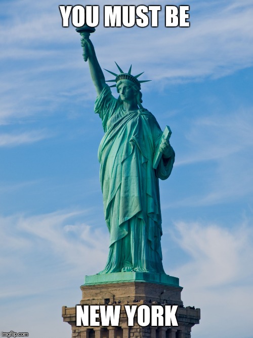 statue of liberty | YOU MUST BE NEW YORK | image tagged in statue of liberty | made w/ Imgflip meme maker