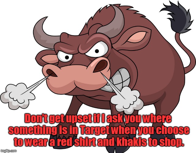 Bulls Eye | Don’t get upset if I ask you  where something is in Target when you choose to wear a red shirt and khakis to shop. | image tagged in funny | made w/ Imgflip meme maker