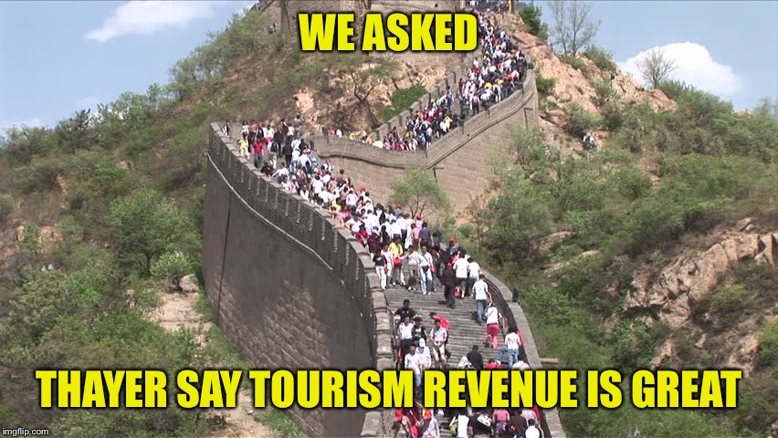 WE ASKED THAYER SAY TOURISM REVENUE IS GREAT | made w/ Imgflip meme maker