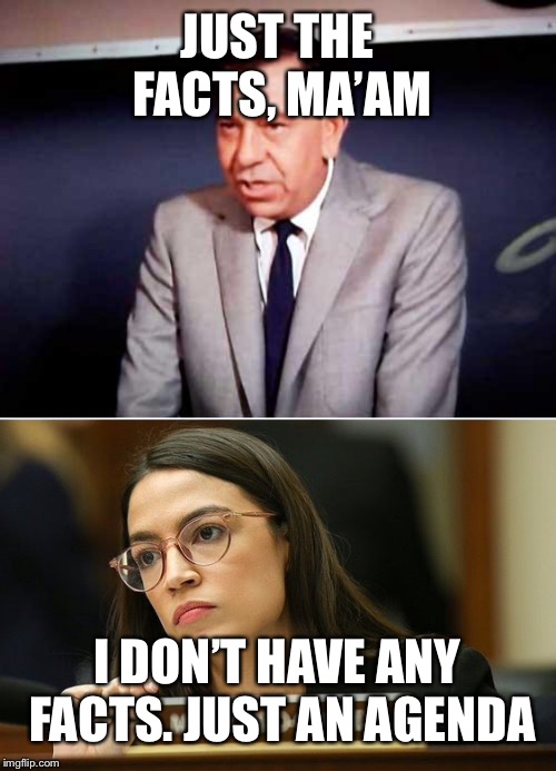  JUST THE FACTS, MA’AM; I DON’T HAVE ANY FACTS. JUST AN AGENDA | image tagged in sgt joe friday-dragnet | made w/ Imgflip meme maker
