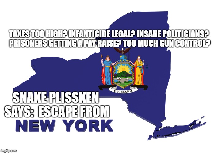 TAXES TOO HIGH? INFANTICIDE LEGAL? INSANE POLITICIANS? PRISONERS GETTING A PAY RAISE? TOO MUCH GUN CONTROL? SNAKE PLISSKEN SAYS:  ESCAPE FROM | made w/ Imgflip meme maker