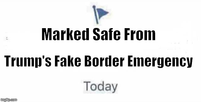 Marked Safe From | Marked Safe From; Trump's Fake Border Emergency | image tagged in marked safe from | made w/ Imgflip meme maker