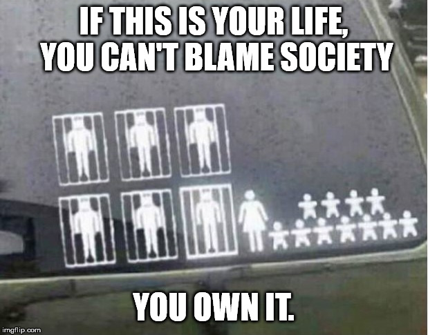 It is not societies fault that you keep making bad choices. | IF THIS IS YOUR LIFE, YOU CAN'T BLAME SOCIETY; YOU OWN IT. | image tagged in family | made w/ Imgflip meme maker