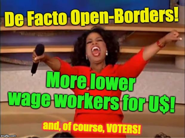 and, of course, VOTERS! | image tagged in open borders | made w/ Imgflip meme maker