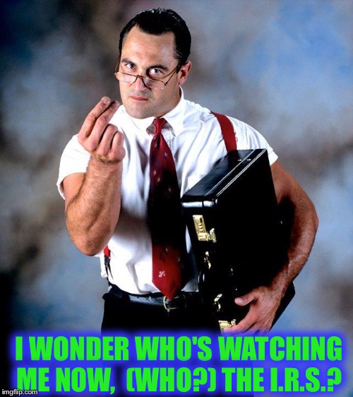 Irwin R Schuster, better known as I.R.S. | I WONDER WHO'S WATCHING ME NOW, 
(WHO?) THE I.R.S.? | image tagged in irwin r schuster better known as irs | made w/ Imgflip meme maker