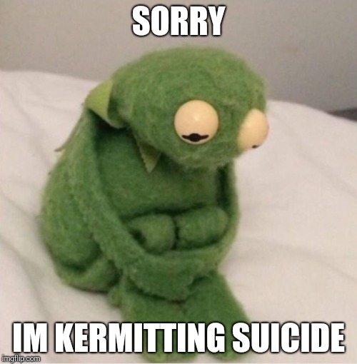 Sad Kermit |  SORRY; IM KERMITTING SUICIDE | image tagged in sad kermit | made w/ Imgflip meme maker