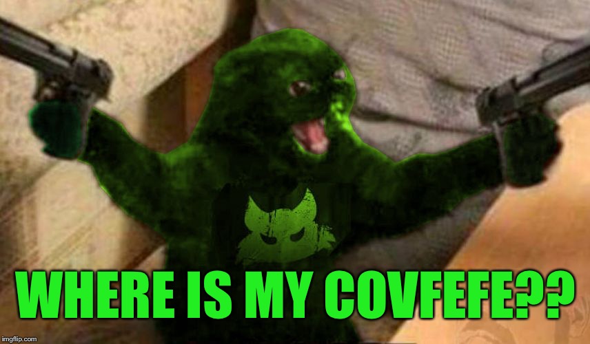 RayCat Angry | WHERE IS MY COVFEFE?? | image tagged in raycat angry | made w/ Imgflip meme maker