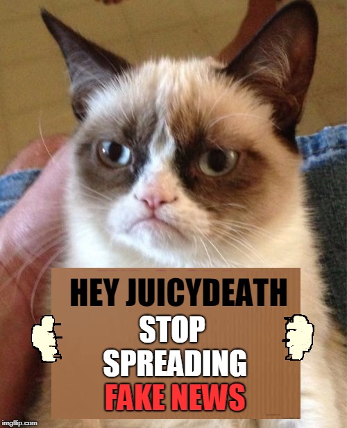 HEY JUICYDEATH STOP SPREADING FAKE NEWS FAKE NEWS | made w/ Imgflip meme maker