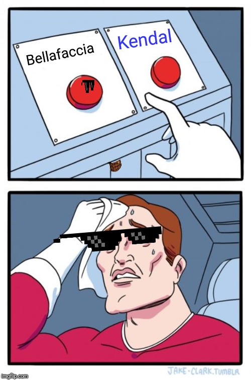 Chi scegli???
 | Kendal; Bellafaccia | image tagged in memes,two buttons | made w/ Imgflip meme maker