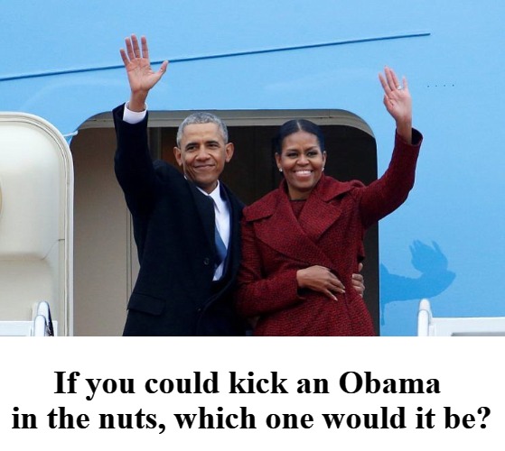 If you could kick an Obama in the nuts, which one would it be? | If you could kick an Obama in the nuts, which one would it be? | image tagged in kick obama in the nuts,first tranny,potus44,got balls,got cojones | made w/ Imgflip meme maker