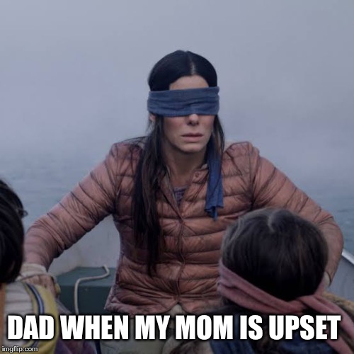 Bird Box Meme | DAD WHEN MY MOM IS UPSET | image tagged in birdbox | made w/ Imgflip meme maker