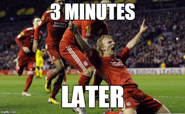 3 MINUTES LATER | image tagged in soccer goal | made w/ Imgflip meme maker