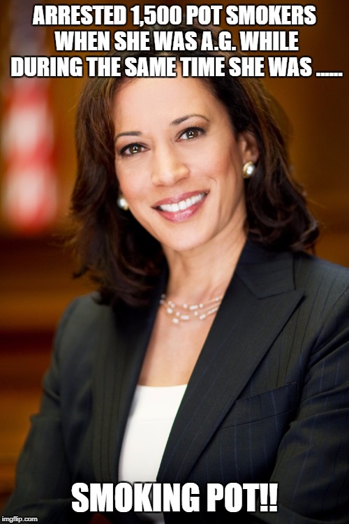 Kamala Harris |  ARRESTED 1,500 POT SMOKERS WHEN SHE WAS A.G. WHILE DURING THE SAME TIME SHE WAS ...... SMOKING POT!! | image tagged in kamala harris | made w/ Imgflip meme maker