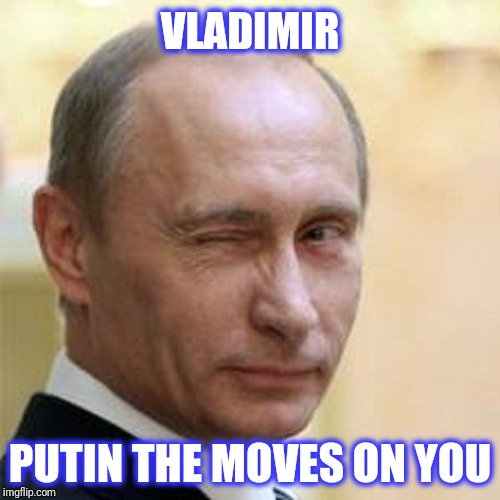 Putin Winking | VLADIMIR PUTIN THE MOVES ON YOU | image tagged in putin winking | made w/ Imgflip meme maker