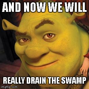 Shrek Sexy Face | AND NOW WE WILL REALLY DRAIN THE SWAMP | image tagged in shrek sexy face | made w/ Imgflip meme maker