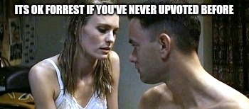Forrest Gump Jenny | ITS OK FORREST IF YOU'VE NEVER UPVOTED BEFORE | image tagged in forrest gump jenny | made w/ Imgflip meme maker