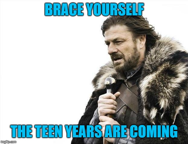 Brace Yourselves X is Coming Meme | BRACE YOURSELF THE TEEN YEARS ARE COMING | image tagged in memes,brace yourselves x is coming | made w/ Imgflip meme maker