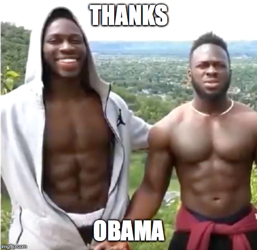 Shiny happy people laughing. | THANKS; OBAMA | image tagged in jussie smollett | made w/ Imgflip meme maker