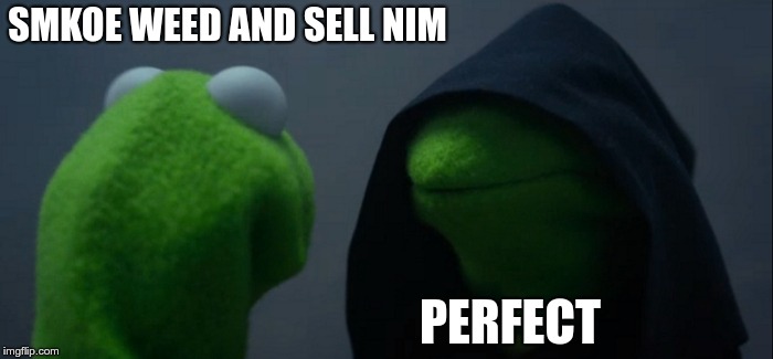 Evil Kermit Meme | SMKOE WEED AND SELL NIM; PERFECT | image tagged in memes,evil kermit | made w/ Imgflip meme maker
