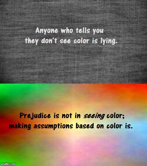 Color Blind? | image tagged in race,prejudice,bias | made w/ Imgflip meme maker