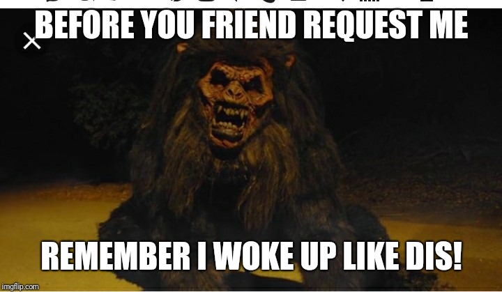 BEFORE YOU FRIEND REQUEST ME; REMEMBER I WOKE UP LIKE DIS! | image tagged in sexy beast | made w/ Imgflip meme maker
