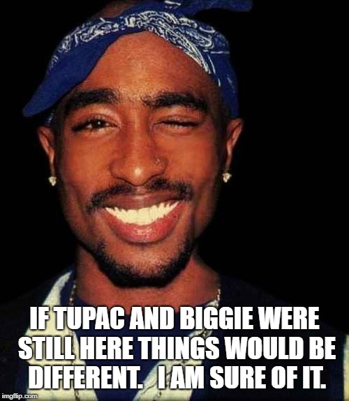 tupacccc | IF TUPAC AND BIGGIE WERE STILL HERE THINGS WOULD BE DIFFERENT.   I AM SURE OF IT. | image tagged in tupacccc | made w/ Imgflip meme maker