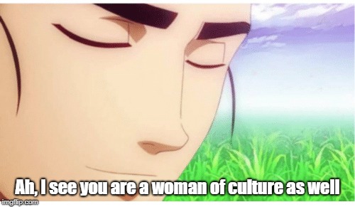 I See You're a Man of Culture clean | Ah, I see you are a woman of culture as well | image tagged in i see you're a man of culture clean | made w/ Imgflip meme maker