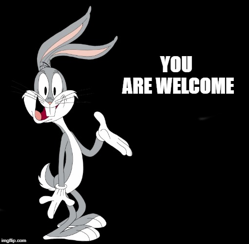 joke bunny | YOU ARE WELCOME | image tagged in joke bunny | made w/ Imgflip meme maker