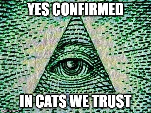 Illuminati | YES CONFIRMED IN CATS WE TRUST | image tagged in illuminati | made w/ Imgflip meme maker