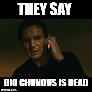 Liam Neeson Taken | THEY SAY; BIG CHUNGUS IS DEAD | image tagged in memes,liam neeson taken | made w/ Imgflip meme maker