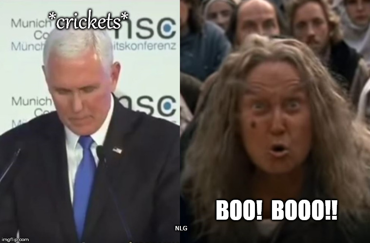 pence crickets boo | *crickets*; BOO!  BOOO!! NLG | image tagged in political humor | made w/ Imgflip meme maker