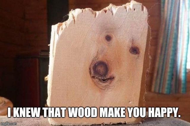 dogwood | I KNEW THAT WOOD MAKE YOU HAPPY. | image tagged in dogwood | made w/ Imgflip meme maker